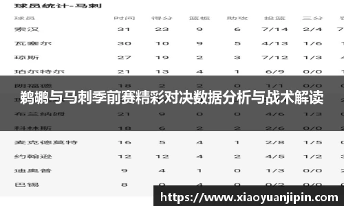 鹈鹕与马刺季前赛精彩对决数据分析与战术解读